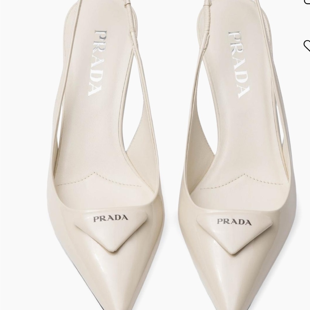 Prada Women's Beige Slingback Heels
Patent leather 55Mm sling back pumps. - Picture 2 of 4